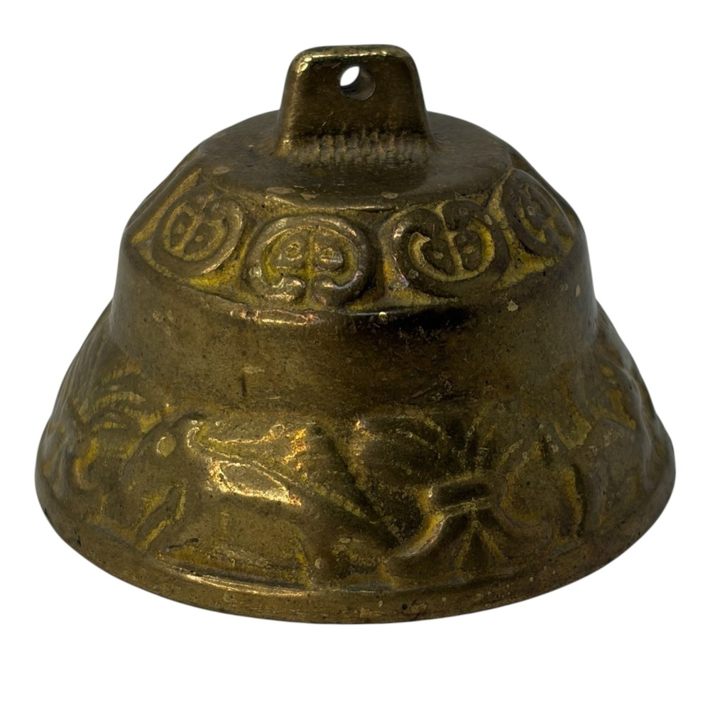 Antique Cast‎ Bronze Sanctuary Alter Bell Animal Relief Hanging Temple Folk Art